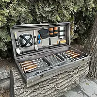 Подарунковий набір Пікнік кейс-столик темна текстура