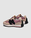 Рожеві замшеві жіночі кросівки  New Balance 327 Rosewood Licorice, фото 5