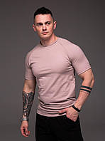 Бежева чоловіча футболка реглан короткий рукав однотонна двонитка Україна