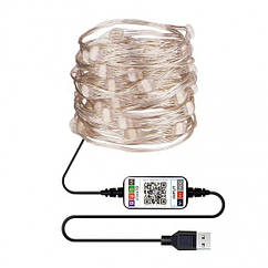 Гірлянда світлодіодна роса Mine 50 LED usb bluetooth 5 м Різнобарвний (hub_dzemlz), 8294086 — 203