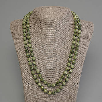 Намисто довге Змійовик прес гладка кулька 8мм +-L-120см+-