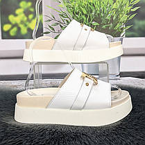 Шльопанці жіночі Purlina білі еко-шкіра на об'ємній підошві 4983, фото 2