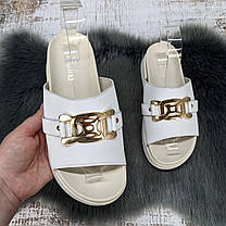 Шльопанці жіночі Purlina білі еко-шкіра на об'ємній підошві 4983, фото 5