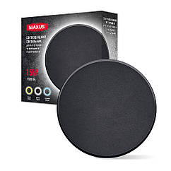 Світильник світлодіодний накладний Maxus MWL 15 W 3CCT IP65 BL Circle Чорний (1801), 8608058 — 105