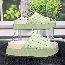 Шльопанці жіночі Purlina оливкові еко-шкіра на об'ємній підошві 4988, фото 2