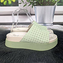 Шльопанці жіночі Purlina оливкові еко-шкіра на об'ємній підошві 4988, фото 3