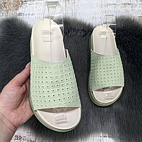 Шльопанці жіночі Purlina оливкові еко-шкіра на об'ємній підошві 4988, фото 5