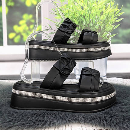 Шльопанці жіночі Ailaifa чорні еко-шкіра на платформі 4987, фото 1