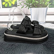 Шльопанці жіночі Ailaifa чорні еко-шкіра на платформі 4987, фото 5