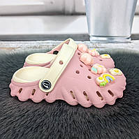 Дитячі крокси сабо для дівчинки Luck Line рожеві з джибітсами 5866-4