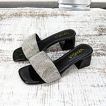 Шльопанці жіночі Veagia чорні зі стразами на підборах 4985, фото 5