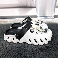 Дитячі крокси сабо для хлопчика Luck Line білі з чорним 5866-3