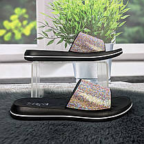 Шльопанці жіночі Elena чорні зі стразами на низькому ходу 4989, фото 2