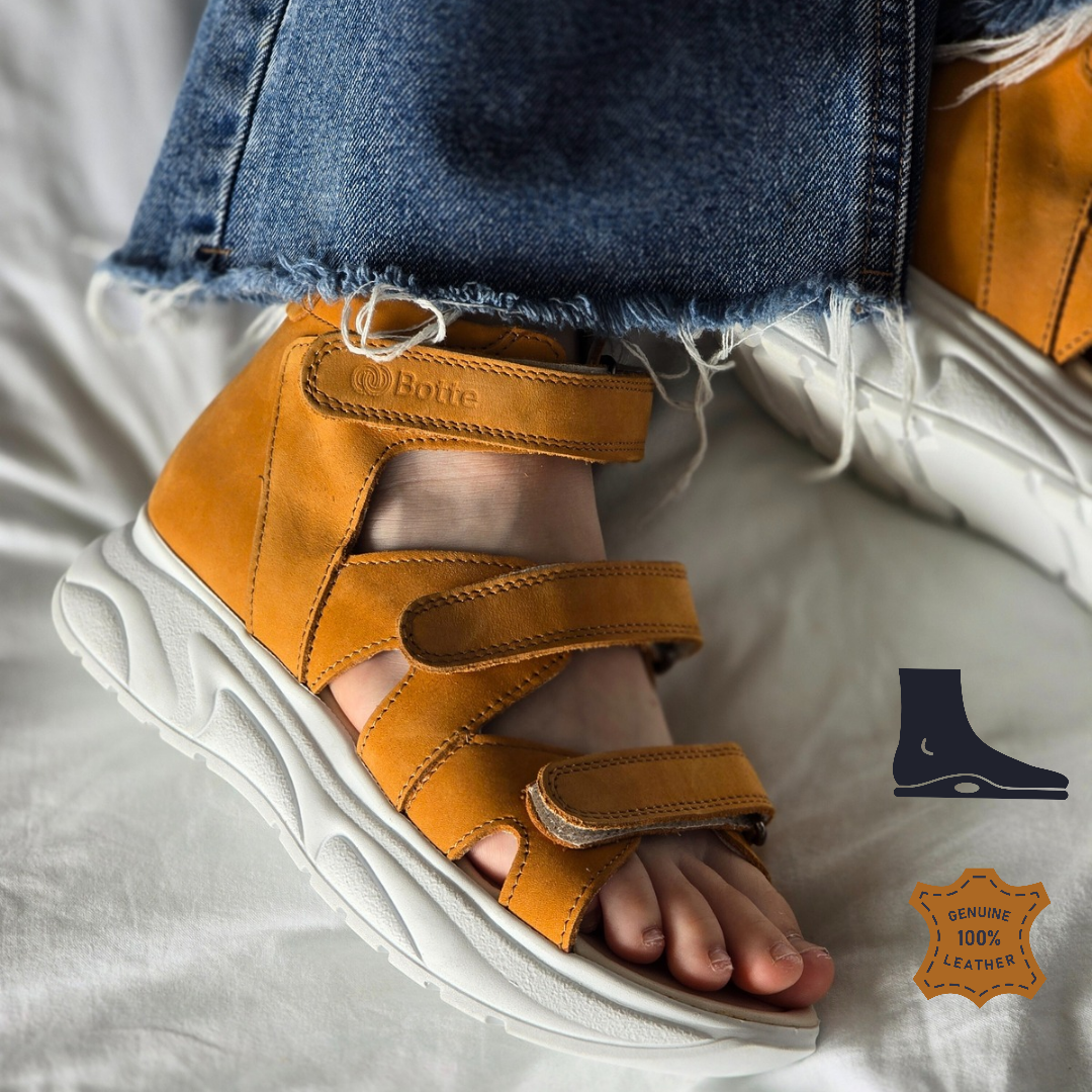 Дитячі шкіряні ортопедичні босоніжки з супінатором на липучках 27 розмір, фото 1