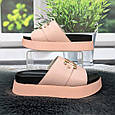 Шльопанці жіночі Purlina рожеві еко-шкіра на об'ємній підошві 4983, фото 3