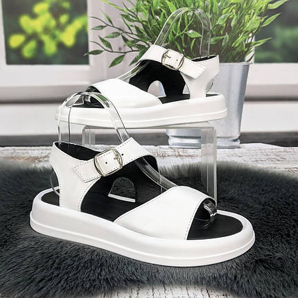 Босоніжки жіночі Carti білі шкіряні на низькому ходу 4763, фото 1