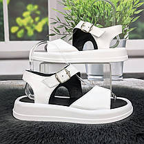 Босоніжки жіночі Carti білі шкіряні на низькому ходу 4763, фото 3