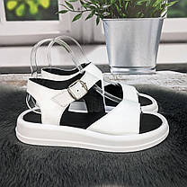 Босоніжки жіночі Carti білі шкіряні на низькому ходу 4763, фото 5