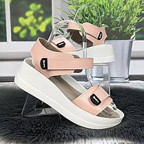 Босоніжки жіночі Carti пудрові шкіряні на платформі 4877, фото 3