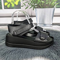 Босоніжки жіночі Carti чорні шкіряні на платформі 4877, фото 4