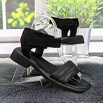 Босоніжки жіночі Мрія чорні шкіряні на низькому ходу 4994, фото 3