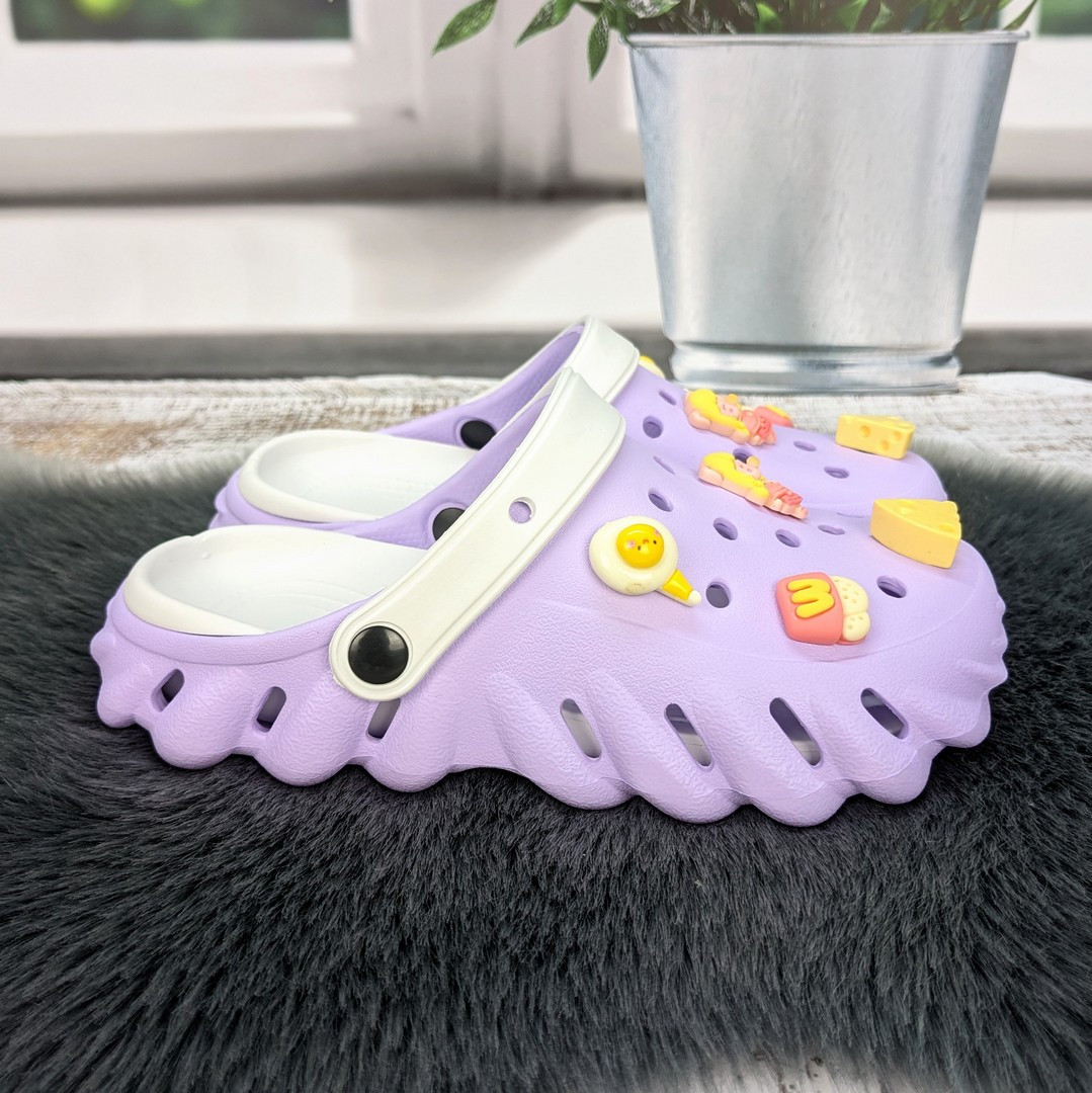 Крокси жіночі Luck Line бузкові з джибітсами 4939-2