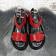 Босоніжки жіночі Carti червоні шкіряні на чорній підошві 4876, фото 5