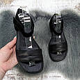 Босоніжки жіночі Мрія чорні шкіряні на низькому ходу 4994, фото 6