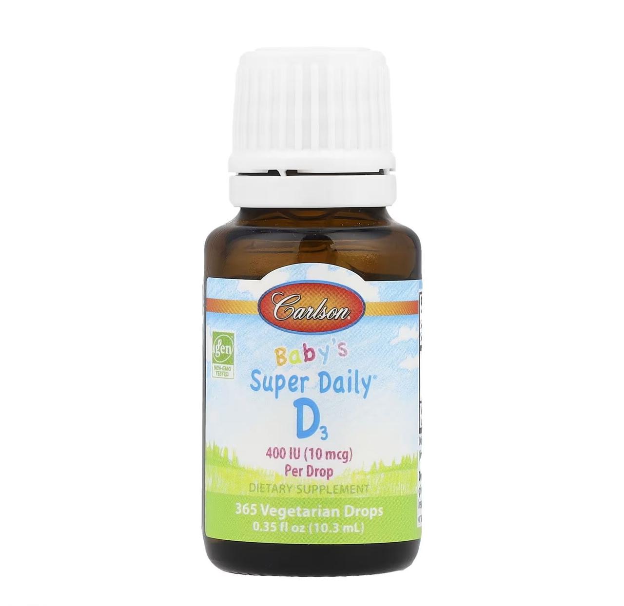 Вітамін D3 для дітей Carlson Labs Kid's Super Daily Vitamin D3 400 МО, 10.3 мл, фото 1