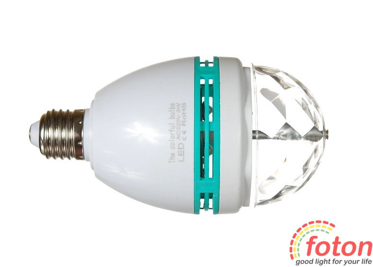 Світлодіодна диско-лампа E27, 220 V 3 W Rotating RGB