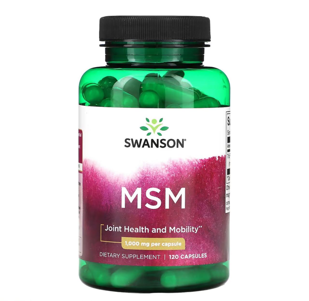 Метилсульфонілметан Swanson MSM капсули по 1000 мг, 120 капсул, фото 1