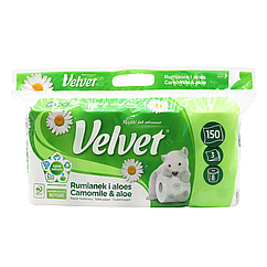 Туалетний папір Velvet CamomileAloe тришаровий 150 відривів 8 рулонів, 7723531 — 426