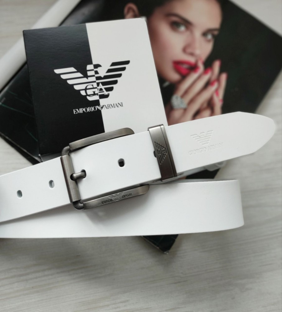 Чоловічий ремінь Armani чорний, фото 1