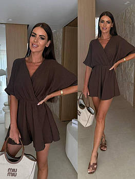 Жіночий літній мусліновий комбінезон з шортами у кольорах