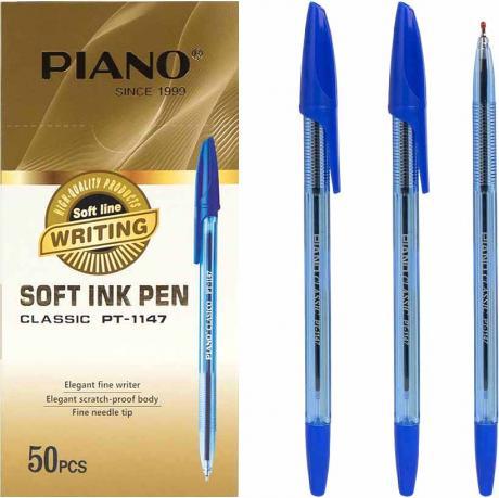 От 50 шт. Ручка масляна PIANO прозорий корпус PT-1147-A синя купить дешевый оптом в интернет-магазине