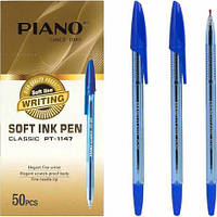Від 50 шт. Ручка масляна PIANO прозорий корпус PT-1147-A синя  купити дешево оптом в інтернет-магазині
