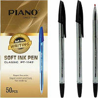Від 50 шт. Ручка масляна PIANO прозорий корпус PT-1147-A чорна  купити дешево оптом в інтернет-магазині