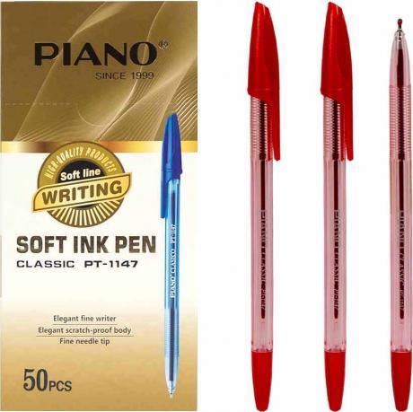 Від 50 шт. Ручка масляная PIANO прозрачный корпус PT-1147-A красная купити дешево оптом в інтернет-магазині