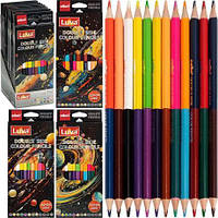 От 12 шт. Олівець двосторонній 12шт/24 кольори Luva Ellott  6001-24 купить оптом