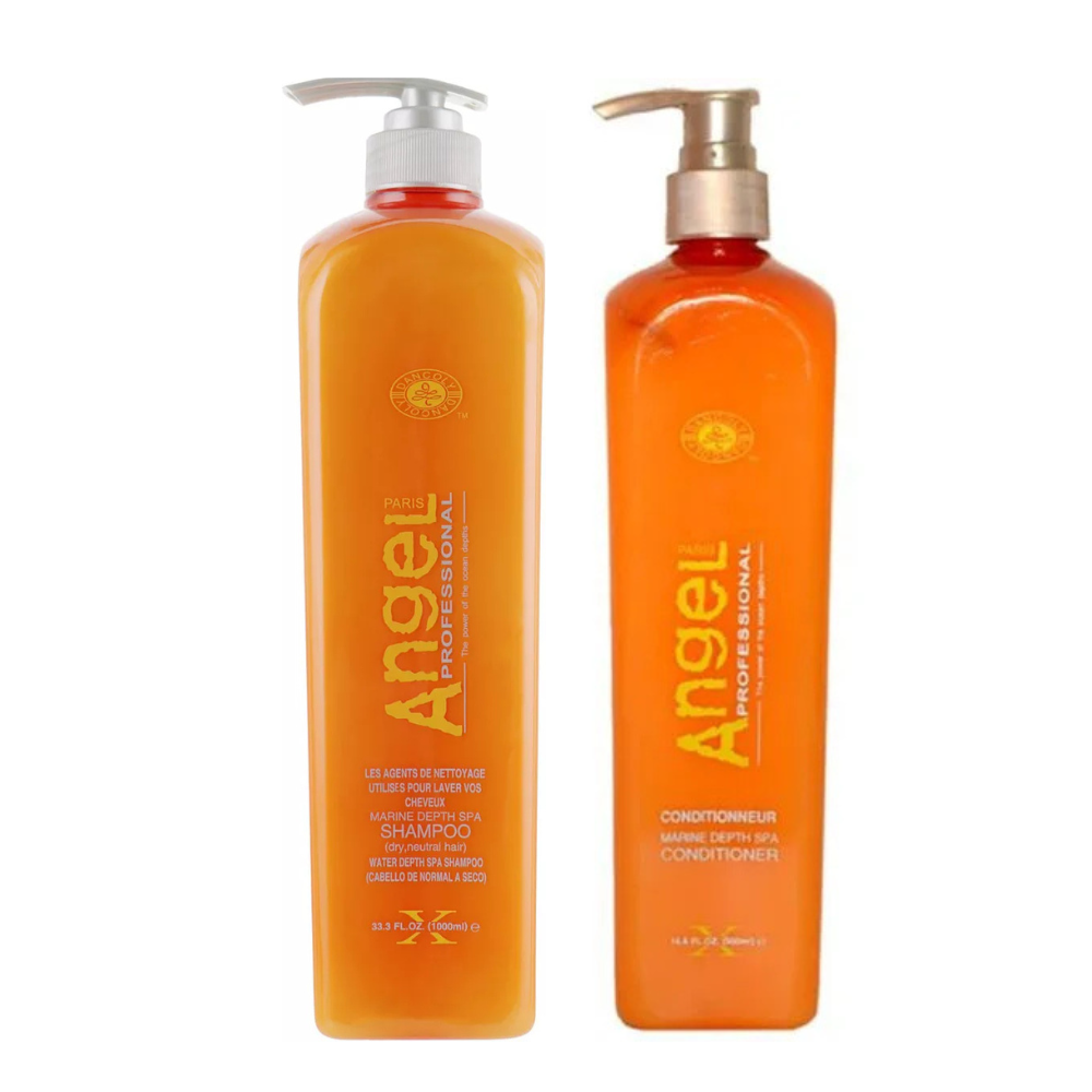 Набір для сухого та нормального волосся Angel Professional Marine Depth Spa: шампунь 1000 мл + кондиціонер 1000 мл.
