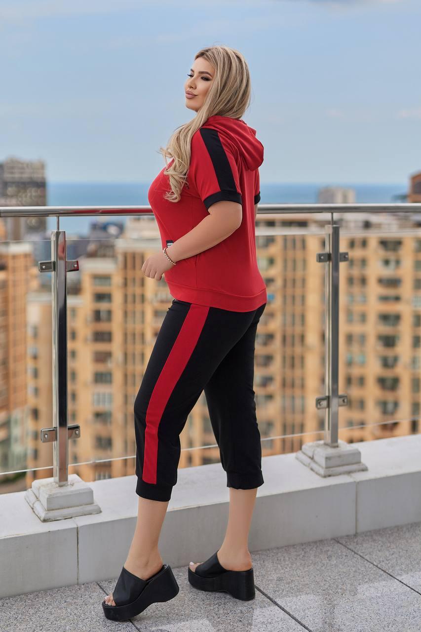 Костюм жіночий спортивний з двонитки з бріджами великого розміру, фото 1