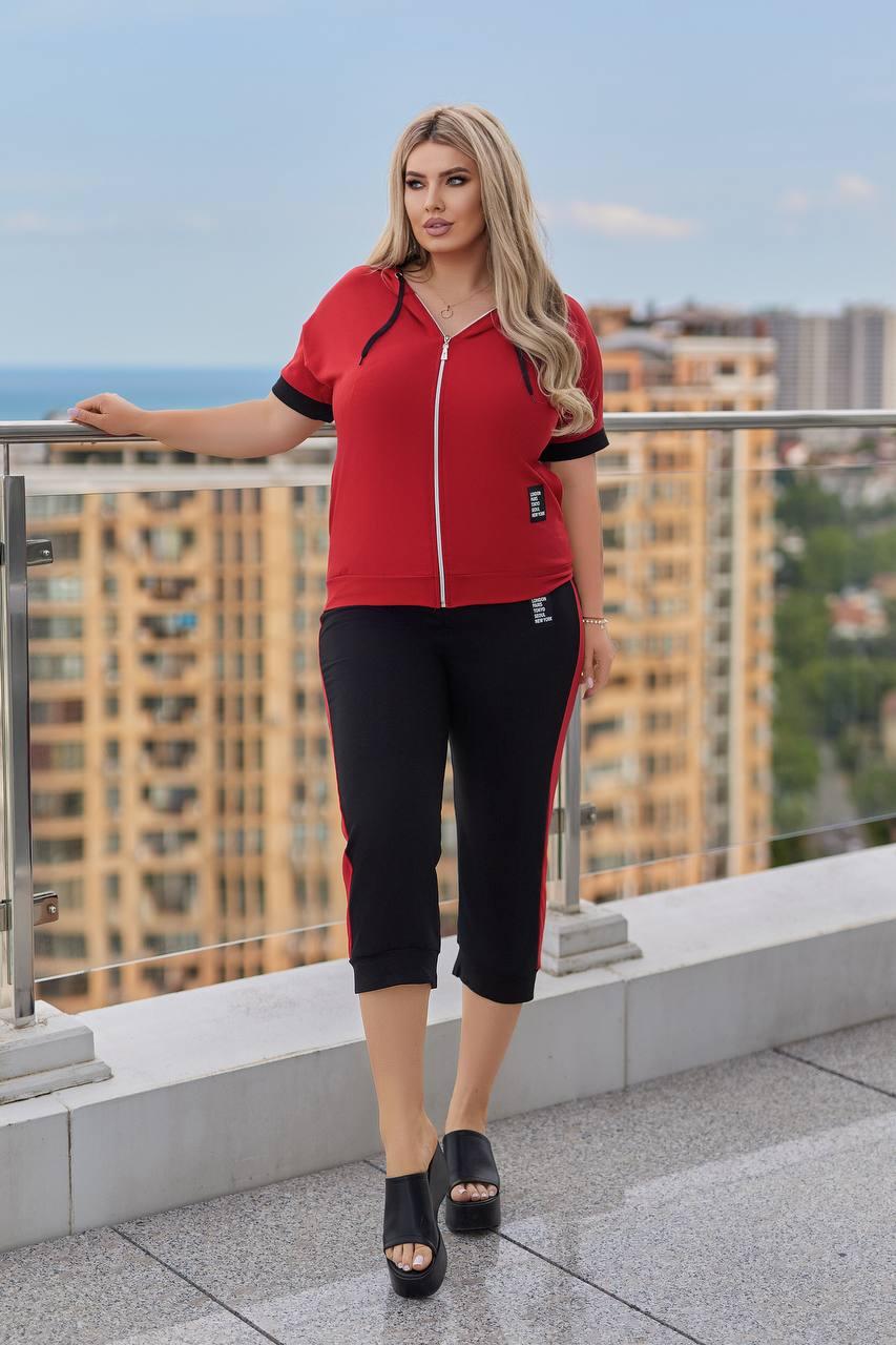 Костюм жіночий спортивний з двонитки з бріджами рр.50-52, 54-56, 58-60, 62-64, фото 1