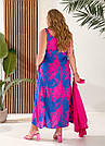 Сарафан БАТАЛ ЛІТНІЙ ШТАПЕЛЬ+СОРОЧКА Комплект р.48-62 Синій з малиновим HARISMA 2025, фото 3