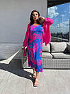 Сарафан БАТАЛ ЛІТНІЙ ШТАПЕЛЬ+СОРОЧКА Комплект р.48-62 Синій з малиновим HARISMA 2025, фото 6