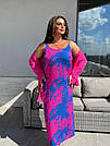Сарафан БАТАЛ ЛІТНІЙ ШТАПЕЛЬ+СОРОЧКА Комплект р.48-62 Синій з малиновим HARISMA 2025, фото 7