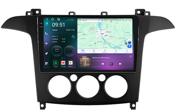 Штатна магнітола Mekede M7 Plus Ford S-MAX 1 (2006 - 2010) CarPlay QleD