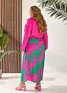 Сарафан БАТАЛ ЛІТНІЙ ШТАПЕЛЬ+СОРОЧКА Комплект р.48-62 Зелений з малиновим HARISMA 2025, фото 6