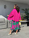 Сарафан БАТАЛ ЛІТНІЙ ШТАПЕЛЬ+СОРОЧКА Комплект р.48-62 Зелений з малиновим HARISMA 2025, фото 5