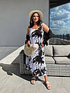 Сарафан БАТАЛ ЛІТНІЙ ШТАПЕЛЬ+СОРОЧКА Комплект р.48-62 Чорно-білий HARISMA 2025, фото 2