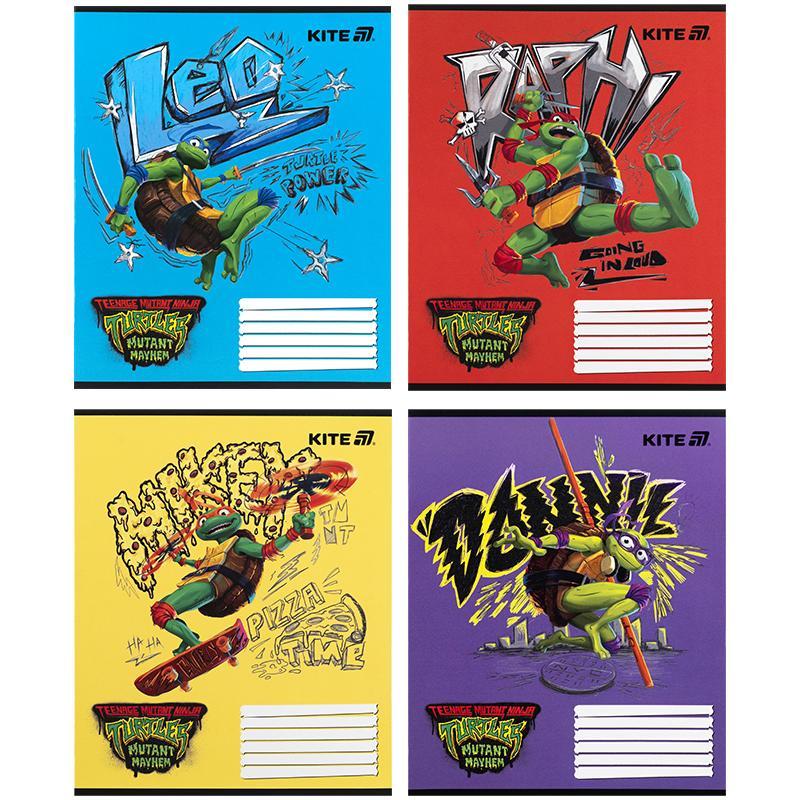 Зошит Kite Ninja Turtles 12 арк. коса лінія гібр. лак + УФ лак мікс обкладинок (NT25-235)